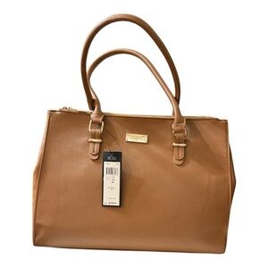 BCBG Paris Structured Tote Satchel - Tan Faux Leather